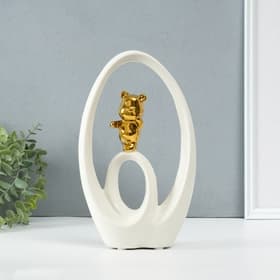 Фигурка керамика «Медвежонок - сны наяву», белый с золотом, 6×15.5×27 см