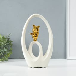 Фигурка керамика «Медвежонок - сны наяву», белый с золотом, 6×15.5×27 см