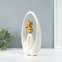 Фигурка керамика «Медвежонок - сны наяву», белый с золотом, 6×15.5×27 см