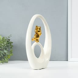 Фигурка керамика «Медвежонок - сны наяву», белый с золотом, 6×15.5×27 см