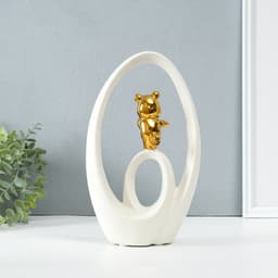 Фигурка керамика «Медвежонок - сны наяву», белый с золотом, 6×15.5×27 см
