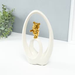 Фигурка керамика «Медвежонок - сны наяву», белый с золотом, 6×15.5×27 см