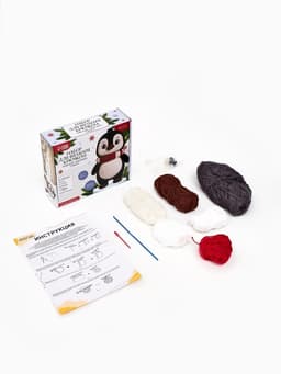 Набор для вязания на новый год. Амигуруми: мягкая игрушка своими руками «Пингвин Тикки», 25 см, новогодний набор для творчества