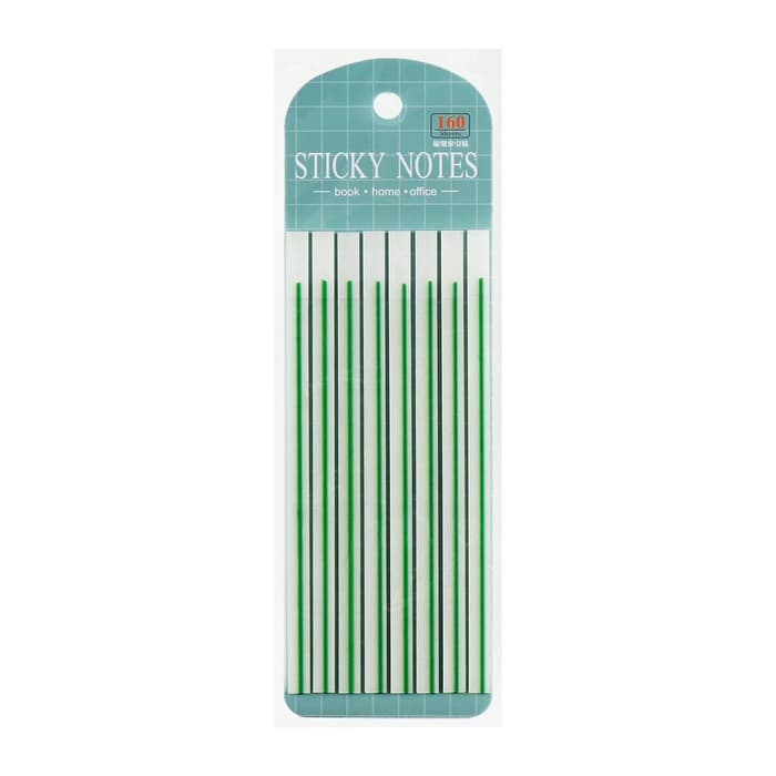 Блок-закладка с липким краем, зелёный, 8 блоков по 20 штук, 140×6 мм, пластиковые