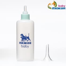 Бутылочка для вскармливания животных «Пижон», 100 мл, с мерной шкалой, соска, воронка, синяя