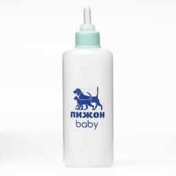 Бутылочка для вскармливания животных «Пижон», 100 мл, с мерной шкалой, соска, воронка, синяя