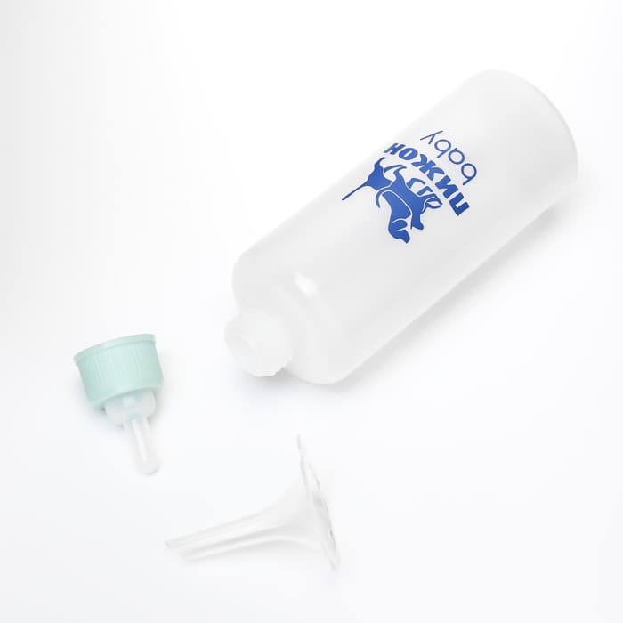 Бутылочка для вскармливания животных «Пижон», 100 мл, с мерной шкалой, соска, воронка, синяя