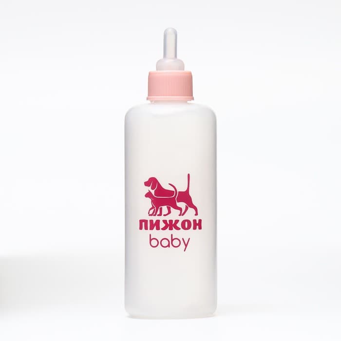 Бутылочка для вскармливания, 100 мл, с мерной шкалой, соска + воронка, пластик, розовая