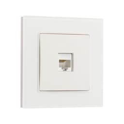 Розетка компьютерная TOT Glossy Glass, стекло, скрытая, одноместная, белая