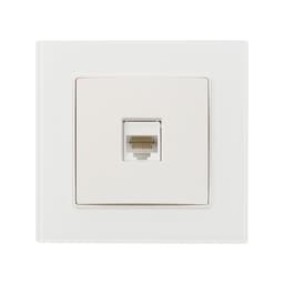 Розетка компьютерная TOT Glossy Glass, стекло, скрытая, одноместная, белая