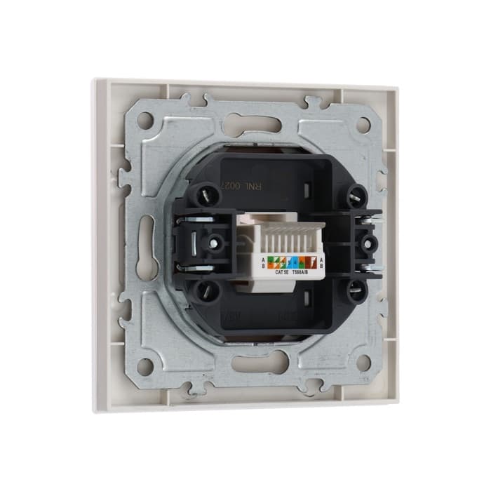 Розетка компьютерная TOT Glossy Glass, стекло, скрытая, одноместная, белая