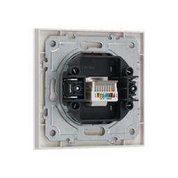 Розетка компьютерная TOT Glossy Glass, стекло, скрытая, одноместная, белая