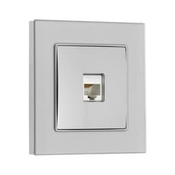 Розетка компьютерная TOT Glossy Glass, стекло, скрытая, одноместная, серебристая
