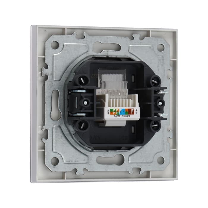 Розетка компьютерная TOT Glossy Glass, стекло, скрытая, одноместная, серебристая