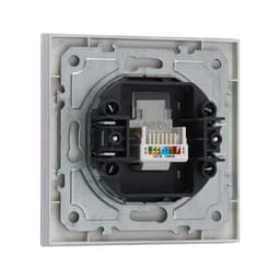 Розетка компьютерная TOT Glossy Glass, стекло, скрытая, одноместная, серебристая