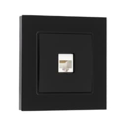 Розетка компьютерная TOT Glossy Glass, стекло, скрытая, одноместная, чёрная