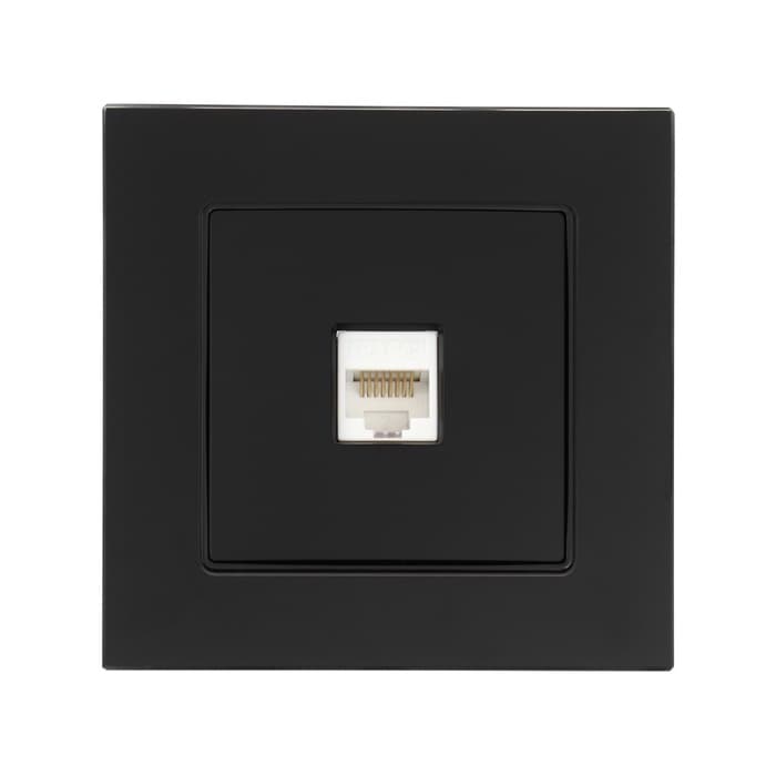 Розетка компьютерная TOT Glossy Glass, стекло, скрытая, одноместная, чёрная