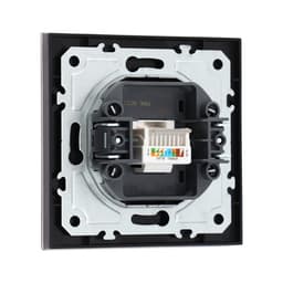 Розетка компьютерная TOT Glossy Glass, стекло, скрытая, одноместная, чёрная