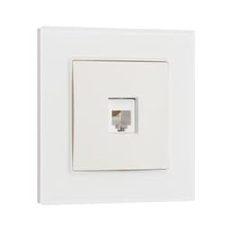 Розетка телефонная TOT Glossy Glass, стекло, скрытая, одноместная, белая
