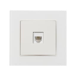 Розетка телефонная TOT Glossy Glass, стекло, скрытая, одноместная, белая