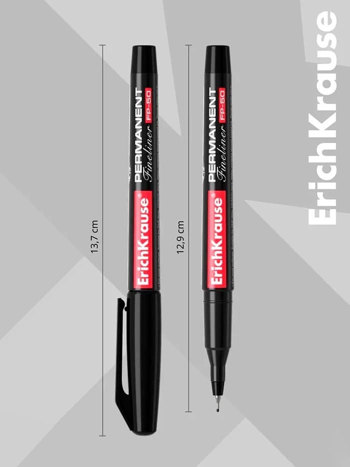 Маркер-линер перманентный ErichKrause. FP-50, чёрный, узел 0.6 мм