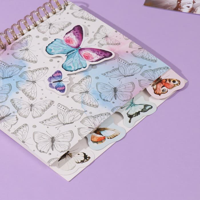 Фотоальбом на спирали 20 листов «Бабочки», объёмный элемент и 4 вкладки, 24×24 см