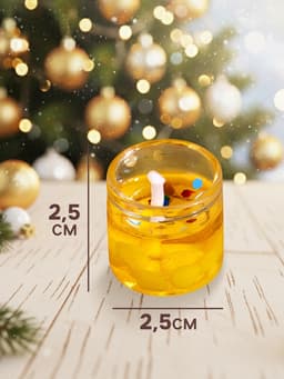 Свечи гелевые «Счастливого Нового года», 3 шт., золотые, 2.5×2.5×2.5 см