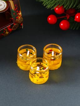 Свечи гелевые «Счастливого Нового года», 3 шт., золотые, 2.5×2.5×2.5 см