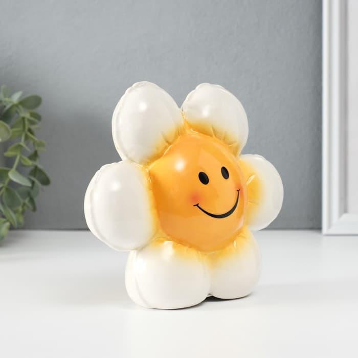 Копилка для денег «Ромашка-шарик», керамика, 7×16.4×14.5 см