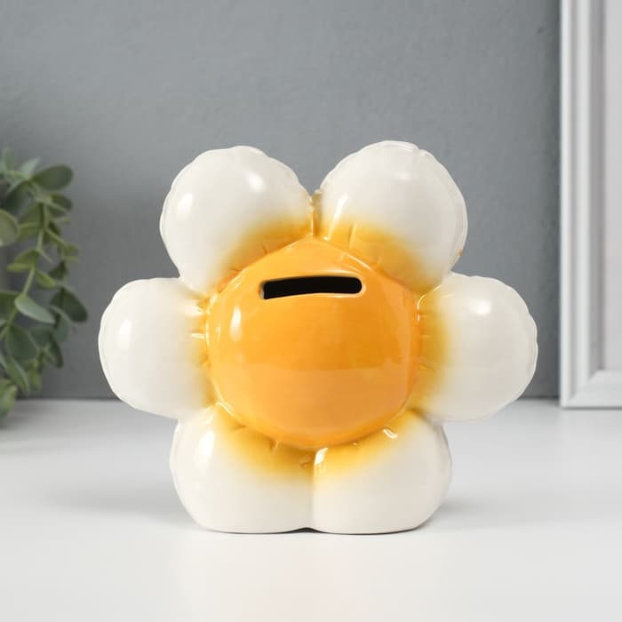 Копилка для денег «Ромашка-шарик», керамика, 7×16.4×14.5 см