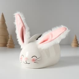 Копилка для денег «Румяный кролик с мягкими ушками», керамика, 8.8×13.2×7 см