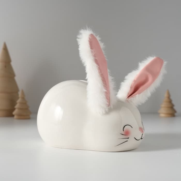 Копилка для денег «Румяный кролик с мягкими ушками», керамика, 8.8×13.2×7 см