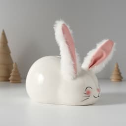 Копилка для денег «Румяный кролик с мягкими ушками», керамика, 8.8×13.2×7 см