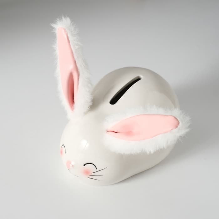 Копилка для денег «Румяный кролик с мягкими ушками», керамика, 8.8×13.2×7 см