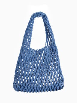 Сумка пляжная, маленькая, клетка 1.5 см, синяя