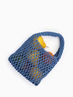 Сумка пляжная, маленькая, клетка 1.5 см, синяя