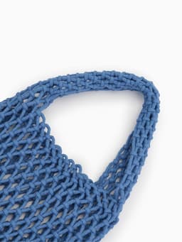 Сумка пляжная, маленькая, клетка 1.5 см, синяя