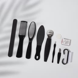 Набор для педикюра, 9 предметов, в пакете, чёрный