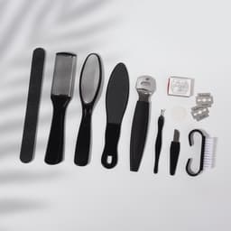 Набор для педикюра, 9 предметов, в пакете, чёрный