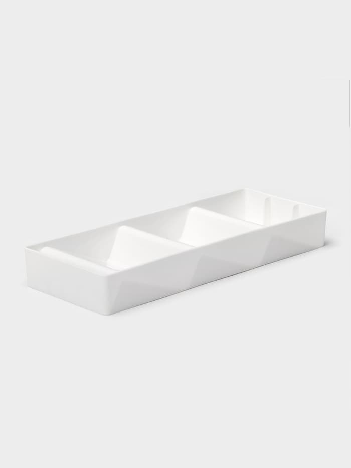 Подставка для специй Griten, 3 секции, пластик с силиконовой вставкой, 39×15×5 см, белая