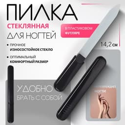 Пилка стеклянная для ногтей, 14.2 см, в футляре, чёрная