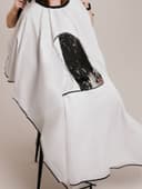 Пеньюар парикмахерский, с окном, белый