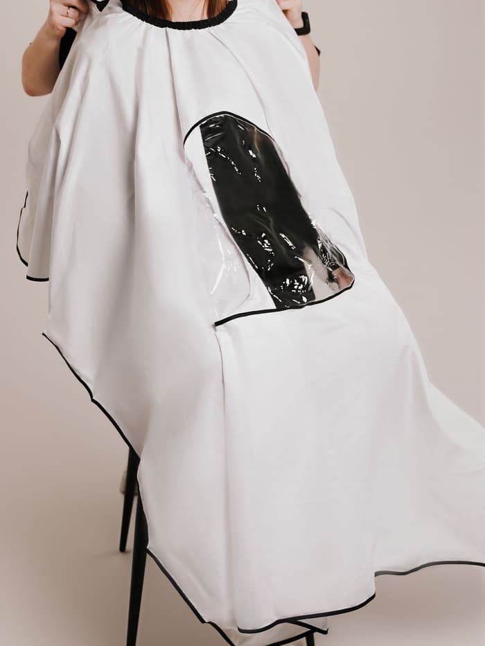 Пеньюар парикмахерский, с окном, белый