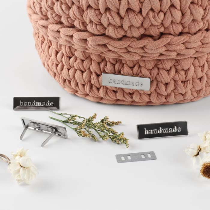 Декоративные элементы на прокол «Hand made», 3.5×1 см, 10 шт., цвет серебряный