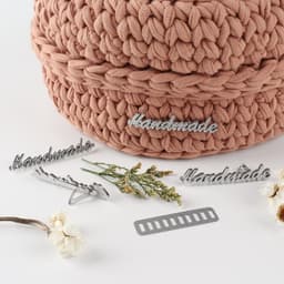 Декоративные элементы на прокол «Hand made», 5.4×1 см, 10 шт., цвет серебряный