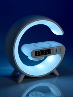 Портативная колонка - ночник G63, 15 Вт колонка, 15 W зарядка, 1800 мАч, подсветка, белая