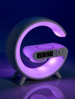 Портативная колонка - ночник G63, 15 Вт колонка, 15 W зарядка, 1800 мАч, подсветка, белая