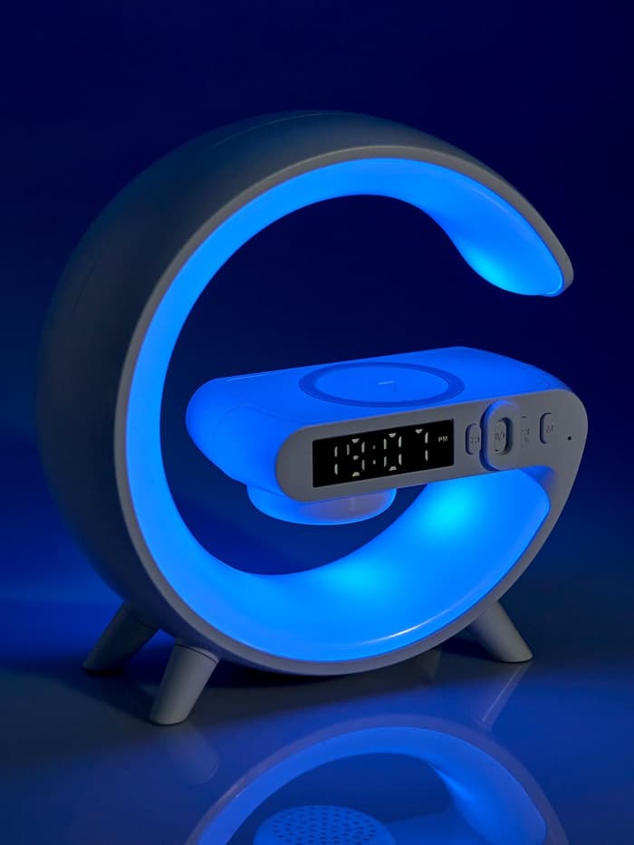 Портативная колонка - ночник G63, 15 Вт колонка, 15 W зарядка, 1800 мАч, подсветка, белая