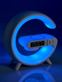 Портативная колонка - ночник G63, 15 Вт колонка, 15 W зарядка, 1800 мАч, подсветка, белая