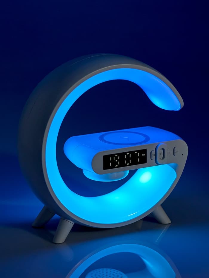 Портативная колонка - ночник G63, 15 Вт колонка, 15 W зарядка, 1800 мАч, подсветка, белая